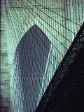 View of the Brooklyn Bridges Cabling and Gothic-Revival Architecture Fotografisk tryk