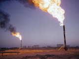 Recycling Station Where Natural Gas That Cannot Be Used at the Time is Burned Off Photographic Print by Robert Sisson