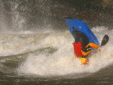 A Whitewater Kayaker Upside Down Halfway Through a Loop Move Photographic Print by Skip Brown