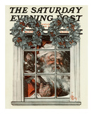 Santa Behind Window, c.1919 Prints by Joseph Christian Leyendecker