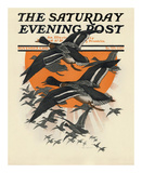 Ducks in Flight, c.1921 Art by Charles Livingston Bull