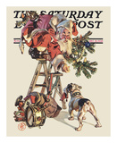 Santa Up a Ladder, c.1930 Kunstdrucke von Joseph Christian Leyendecker