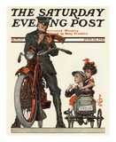 Motorcycle Cop and Kids, c.1922 Prints by Joseph Christian Leyendecker