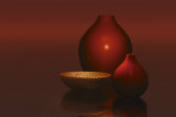 Red Vase with Bowl Plakat af Trevor Scobie