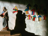 Sculpture and Wall Painting in Church, Solentiname Archipelago, Esteli, Nicaragua Photographic Print by Eric Wheater
