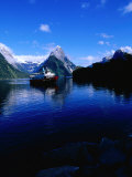 Boat of Tourists, South Island, Milford Sound, New Zealand Photographic Print by Chris Mellor