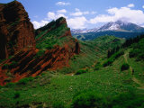 Red Rocks "Seven Bulls" and River, Karakol Valley, Jeti-Oghuz, 25KM West of Karakol, Kyrgyzstan Photographic Print by Anthony Plummer