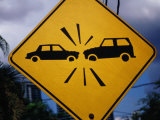 Road Sign Warning of Car Crashes, Panama City, Panama Photographic Print by Charlotte Hindle
