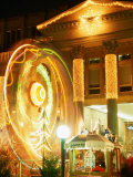 Lit-Up Facade of Konigsbau and Ferris-Wheel During Christmas Market, Nuremberg, Germany Photographic Print by Martin Moos