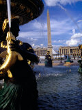 Fountain with Luxor Obelisk and Place De La Concorde in Background, Paris, France Photographic Print by Levesque Kevin