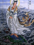Tile Painting of Kun Iam, God of Mercy, Macau, China Lámina fotográfica por Michael Aw