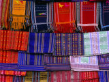 Koho Silk Weavings Displayed for Sale in "Chicken Village," Da Lat, Lam Dong, Vietnam Photographic Print by John Banagan