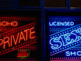 Neon Signs in Windows of Soho Sex Shop, London, United Kingdom Photographic Print by Charlotte Hindle