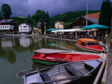 Boats, Inn and Restaurant Above Waterfall Trail in Black Forest, Triberg, Germany Photographie par Johnson Dennis