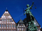 Statue on Romerplatz, Frankfurt-Am-Main, Hesse, Germany Photographic Print by Johnson Dennis