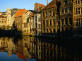 Buildings Reflected in the Still Waters of a Canal, Gent, Belgium Photographic Print by Mark Daffey