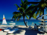 Sail Boats and Crafts for Rent on Beach, Flic En Flac, Mauritius Photographic Print by Jean-Bernard Carillet