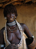 Portrait of a Hamer Woman with Plaited Ochre-Coloured Hair in Weita, Omo National Park, Ethiopia Photographic Print by Ariadne Van Zandbergen