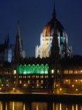 Parliament Building and Duna River at Night, Budapest, Hungary Photographic Print by David Greedy