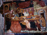 Detail of Mosaic of Last Supper in Aya Sofya Muzesi (Church of Divine Wisdom), Trabzon, Turkey Photographic Print by Peter Ptschelinzew