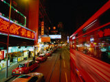 Wanchai Street at Night, Hong Kong, China Photographic Print by Lawrence Worcester