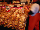 Vendor and Seafood Stall at Pike Place Market, Seattle, Washington, USA Photographic Print by Lawrence Worcester