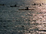Group Kayaking along River from Downtown Boathouse, New York City, New York, USA Photographic Print by Angus Oborn