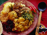 Typical Lunchtime Fare with Variety of Meat and Vegetable Dishes, Sri Lanka Photographic Print by Richard Nebesky