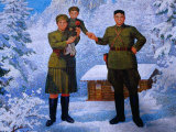 Large Billboard of Young Kim II Sung, Kim Jong Suk and Infant Kim Jong II, Chagang-Do, North Korea Photographie par Tony Wheeler