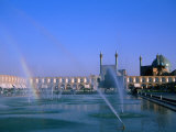 Fountain with Rainbow Outside Masjed-E Emam, Esfahan, Iran Photographic Print by Martin Moos