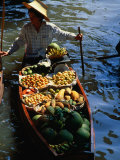 Boat Stall at Floating Market, Bangkok, Thailand Photographic Print by John Hay