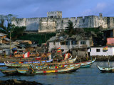 Historic Fort Metal Cross Overlooks the Harbour of Dixcove, Western, Ghana Photographic Print by Ariadne Van Zandbergen
