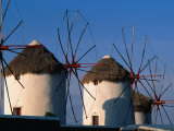 Windmills on the Island of Mykonons,Mykonos Island, Greece Photographic Print by John Elk III