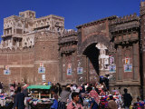 Market Stalls in Front of Bab Al-Yaman (Gate of Yemen), San'a, Yemen Photographic Print by Bethune Carmichael