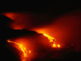 Molten Lava Cascading into Pacific Ocean During Eruption of Kilauea Volcano, Hawaii, USA Photographic Print by Karl Lehmann