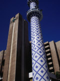 Blue and White Minaret Next to El Seef Mall, Dubai, United Arab Emirates Photographic Print by Tony Wheeler