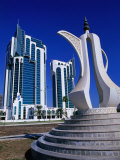 Twin Towers and Teapot Sculpture at Eastern End of the Corniche, Doha, Ad Dawhah, Qatar Photographic Print by Mark Daffey
