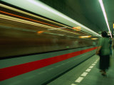 Moving Train in Metro, Blur, Prague, Czech Republic Photographie par Richard Nebesky