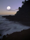 Twilight Over the Coastal Te Pari Cliffs in Tahiti, Tahiti, the French Polynesia Photographic Print by Mark Daffey