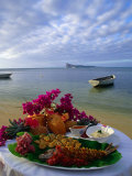 Food Presentation on Table on Beach, Mauritius Photographic Print by John Hay