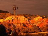 Windmill Against Sandstone Cliffs at Ghost Ranch, New Mexico, USA Photographic Print by Ralph Lee Hopkins