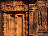 Detail of False Door and Wall at Banteay Srei Temple, Angkor, Cambodia Photographic Print by Anders Blomqvist