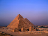 Pyramids Mycerinus, Chephren and Cheops at Giza with Cairo Suburbs in Background, Giza, Egypt Fotografisk trykk av Anders Blomqvist Pyramids Mycerinus, Chephren and Cheops at Giza with Cairo Suburbs in Background, Giza, Egypt Fotografisk trykk av Anders Blomqvist