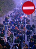 People on Bicycles at Rush Hour, Beijing, China Photographic Print by Nicholas Pavloff
