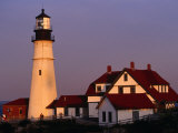Dusk at Portland Head Lighthouse on Cape Elizabeth, Fort Williams State Park, USA Photographic Print by Levesque Kevin