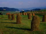 Bales of Hay in Pieniny Mountains Region, Malopolskie, Poland Photographic Print by Krzysztof Dydynski