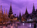 Terrace of Shwedagon Pagoda at Dusk, Yangon, Myanmar (Burma) Photographic Print by Anders Blomqvist
