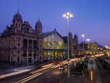 Nyugati Train Station and Traffic at Night, Budapest, Hungary Photographic Print by David Greedy