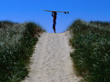 Surfer Carrying Board on Dunes at Long Point, Martha's Vineyard, Massachusetts, USA Photographic Print by Lou Jones