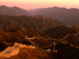 Hills and Great Wall of China at Dusk, Badaling, China Photographic Print by Nicholas Pavloff